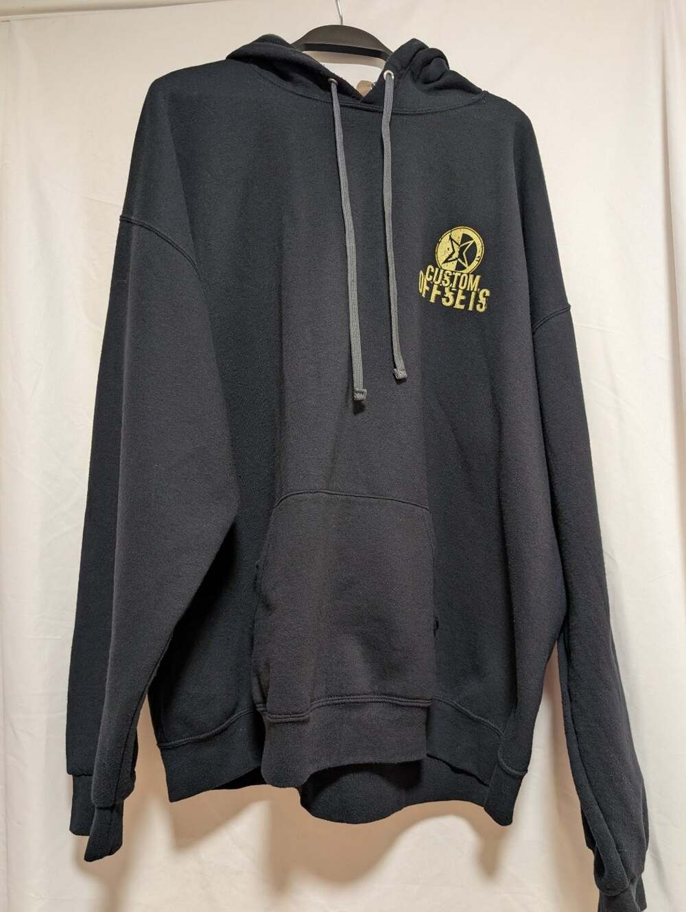 Custom Offsets Fruit of the Loom Sofspun Hoodie Men's 2XL Black Gold Graphic